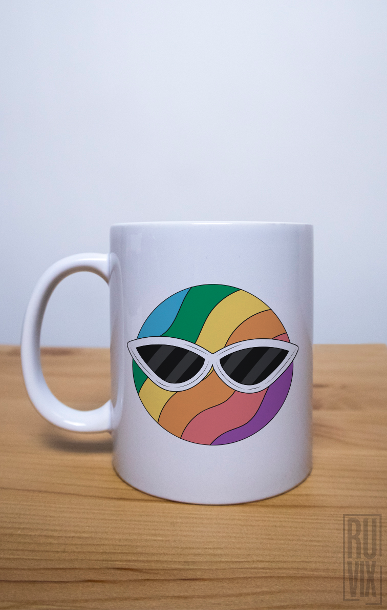 Cană albă Emoji Pride