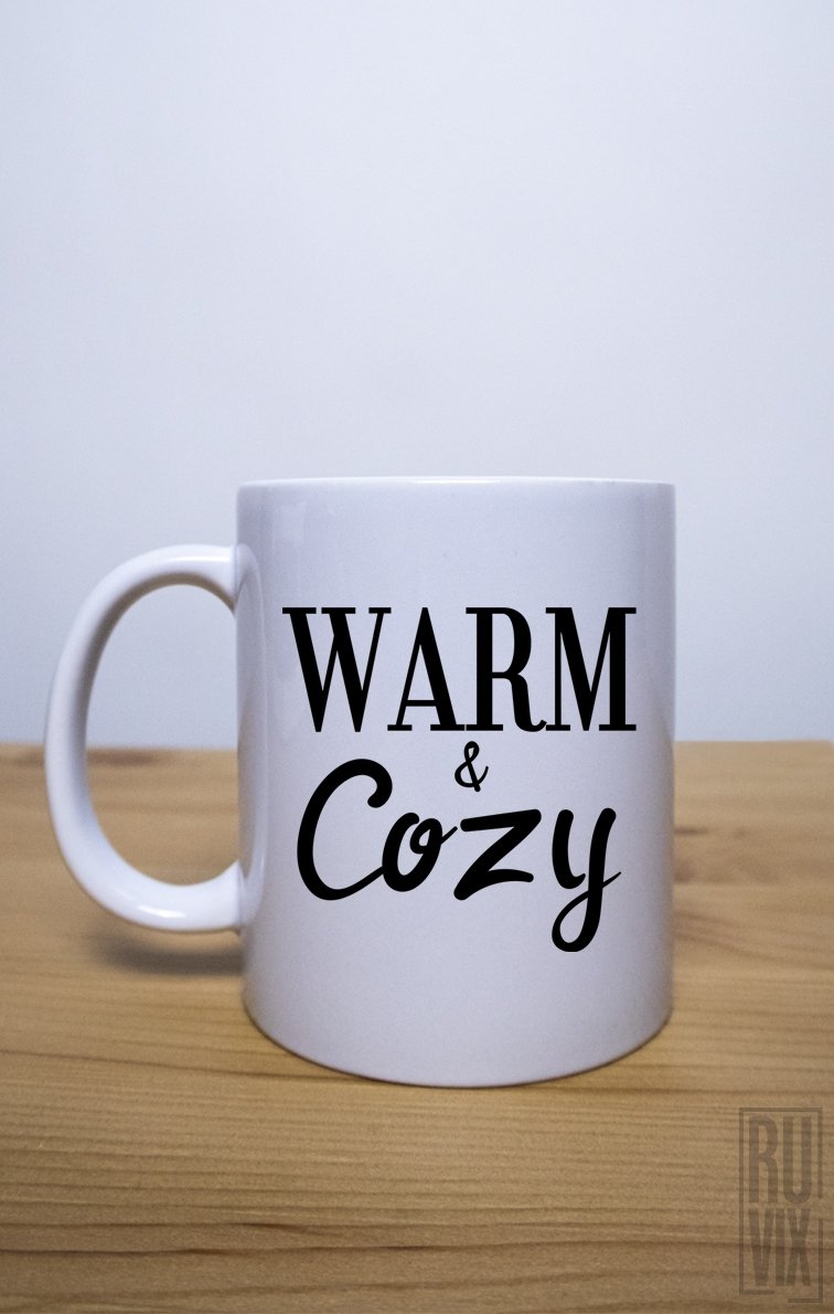 Cană albă warm & cozy