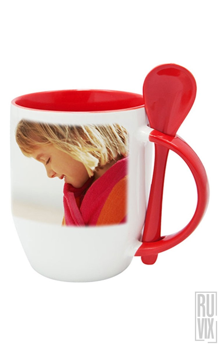 Cană personalizată color cu linguriță