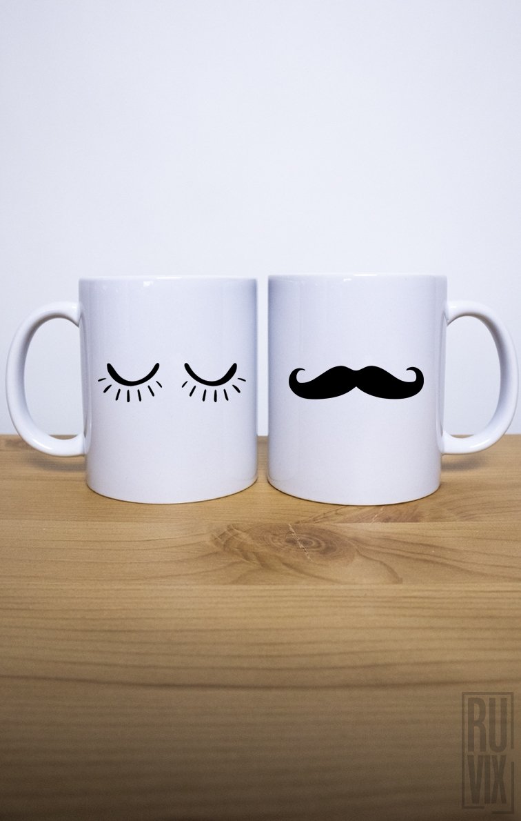 Set 2 Căni  Lashes and moustache