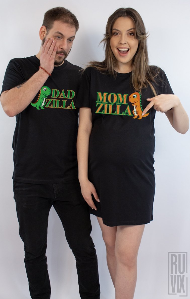Set Rochie + Tricou Momzilla si Dadzilla