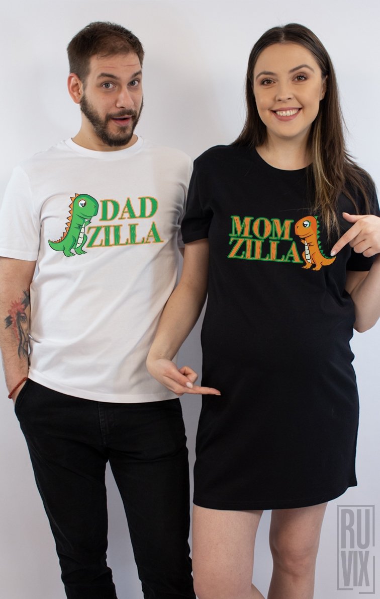 Set Rochie + Tricou Momzilla si Dadzilla