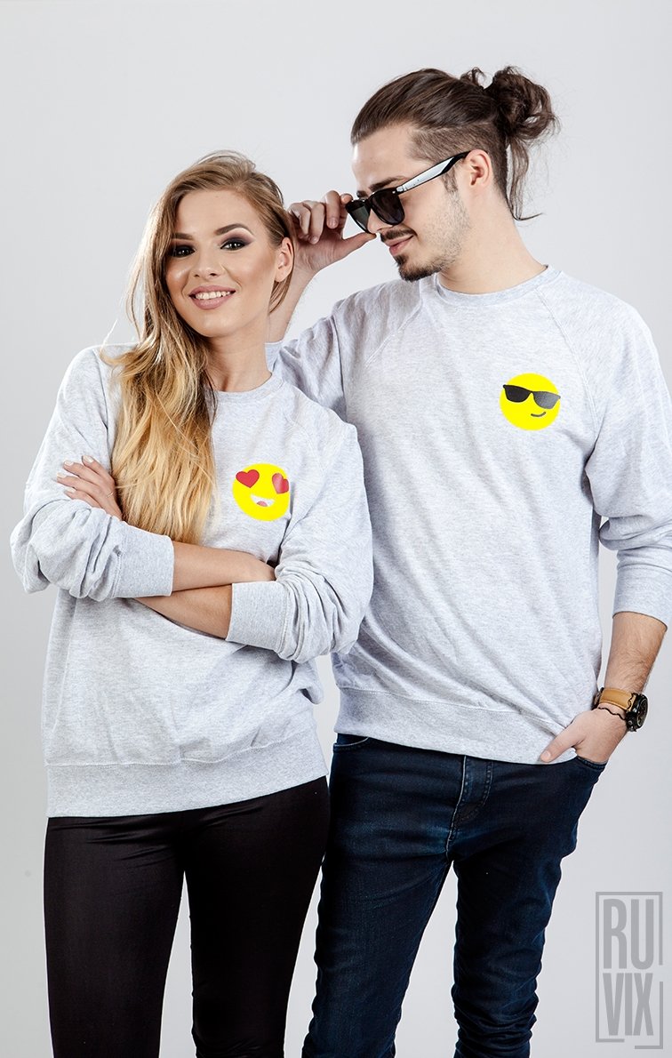 Set Bluze Emoticon Inimă + Ochelari