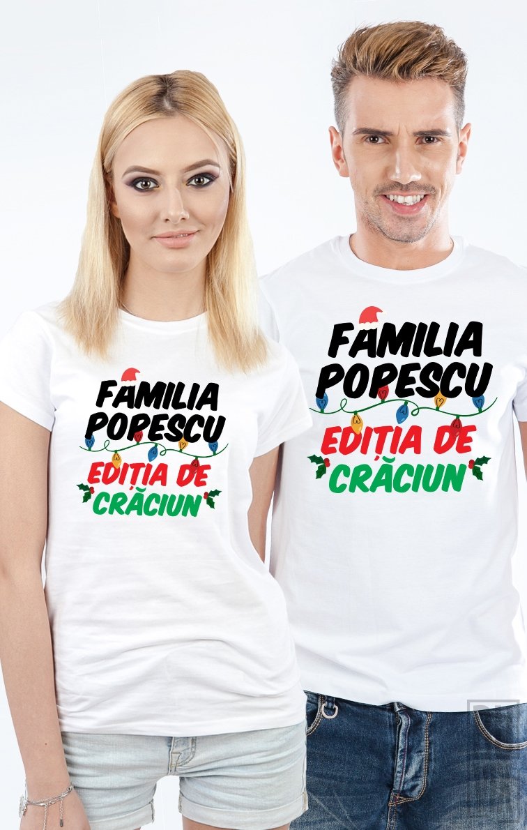 Set Tricouri Cuplu Personalizat Familie Ediție de Crăciun