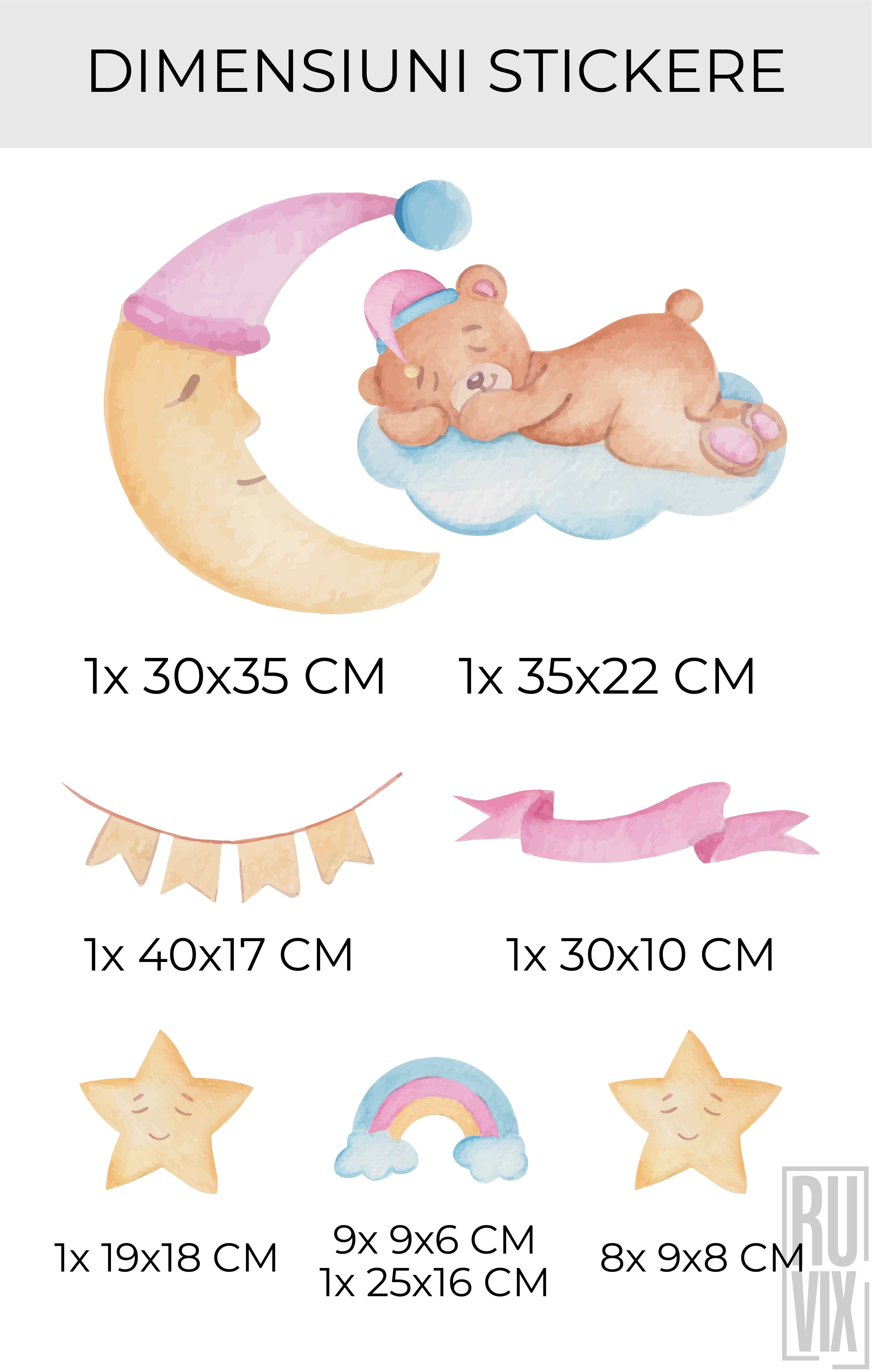 Set Stickere Perete Copii Ursulet Doarme 